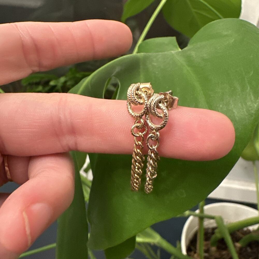 Vintage - Rope Chain earrings- Pierced Earrings Gold Tone